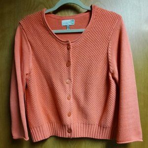 Sahalie Light Peach Cropped Cardigan, Size XL